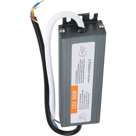 Alimentation LED 60 W, ultra-mince, étanche, AC110, 250 V (50/60 Hz) (DC12 V) (1/5)