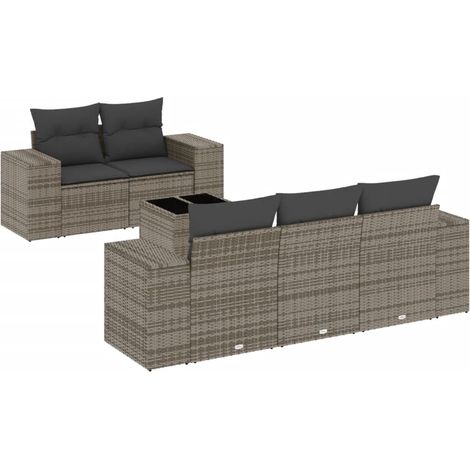 Maison Exclusive - 6-tlg. Garten-Sofagarnitur mit Kissen Grau Pol