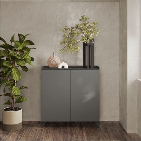 Madia alta 2 ante Polan 121x42x126h colore ardesia piombo (1/4)
