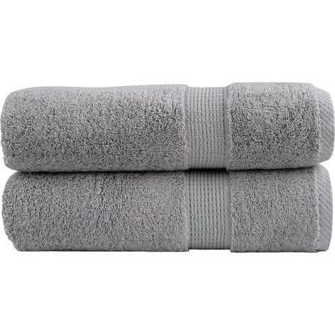 Serviettes de bain haut de gamme SOLUND, lot de 2, grises, 100 x 150 cm, 600 g/m²