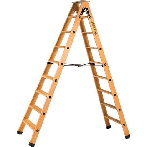 Scaletta in legno doppia - 2x8 gradini - Altezza massima di lavoro 2.98m - 683608