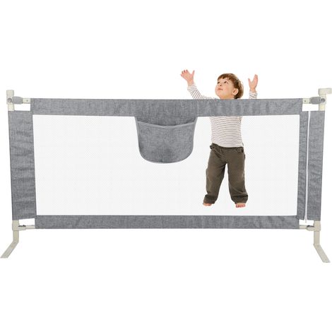 ® 150 cm Barrière de Lit pour Bébé Enfants Barrière de Sécurité de Lit d'Enfant pour Garçons et Filles gris (1/5)