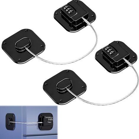 Serrures de Réfrigérateur, Verrou avec Code Securite Fenetre, Cadenas Frigo Convient aux Fenêtres Armoire Tiroir (noir) (1/5)