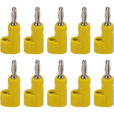 Lot de 10 fiches banane 4mm sans soudure empilables à vis ouverte 30V AC‑60V DC max 24A pour équipement industriel électronique jaune (1/5)