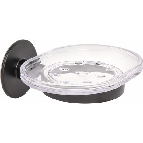 Porta Saponetta da Bagno Nero a Parete Biadesivo o Viti Wind Black
