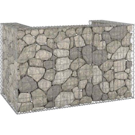 vidaXL Mur en gabion pour poubelles Acier galvanisé 180x100x110 cm (1/5)