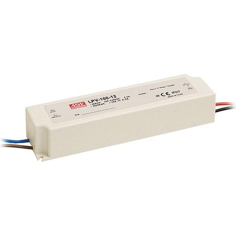MeanWell LPV-100-12 - Transformador LED de voltaje constante 102 W 0-8,5 A 12 V/DC no regulable, protección contra sobrecarga