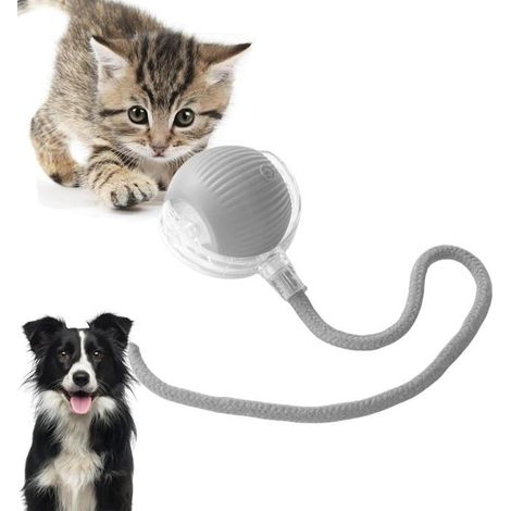 Balle électrique interactive pour chat avec roulement automatique - Grise (1/4)