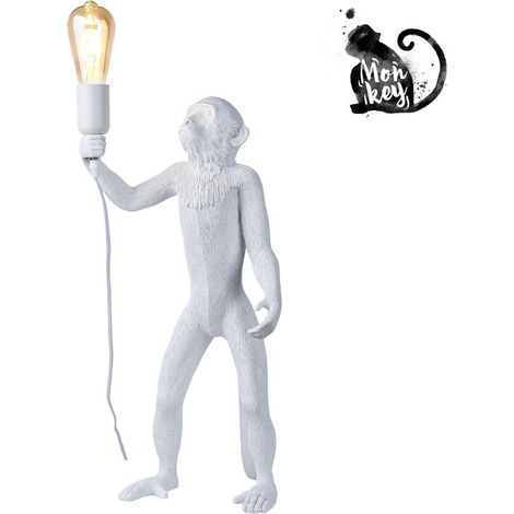 Barcelona Led – Lampe à poser singe en résine blanche – Culot E27 – Indice de protection IP20 – Dimensions 280x550mm – Câble 160cm avec interrupteur (1/5)