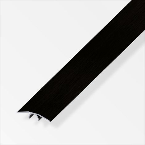 alfer Übergangs-Profil 1 m, 33 mm Alu eloxiert gebürstet schwarz, schwarz Profil