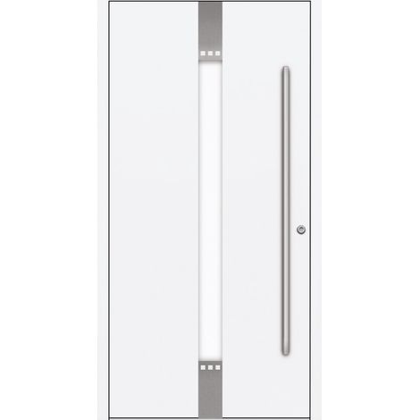 Porte d'entrée en aluminium PASSIVE ALU G5 90 cm blanc - Poussant: Gauche