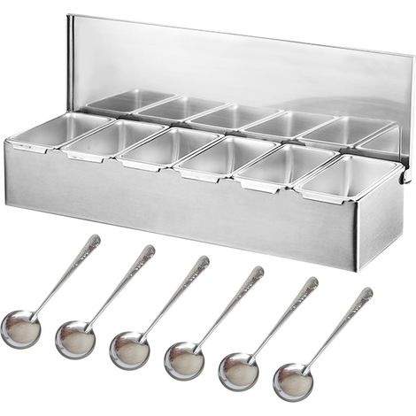 4 Récipient Acier Inoxydable Avec Couvercle Pour Épices Ingrédients Pizza Barbecue Cuisine Professionnelle (1/5)
