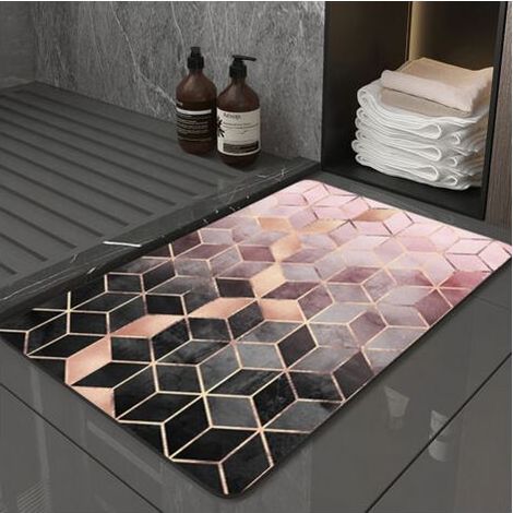 Tapis de bain nordique antidérapant, coton absorbant l'eau TPR antidérapant en microfibre douce, tapis de salle de bain pour salle de bain, salon, buanderie, 40 x 60 cm (1/3)