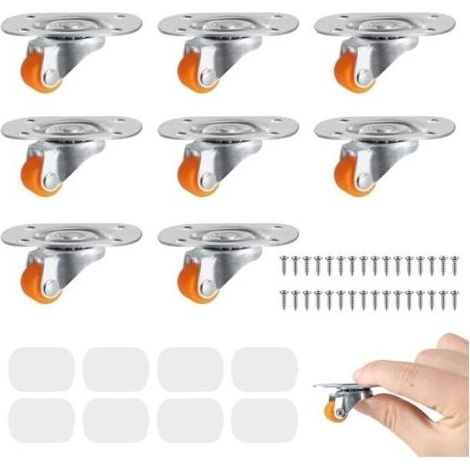 Roulettes en Caoutchouc 12mm, Mini Roues Pivotantes 360° pour Meubles et Électroménager, Adhesive, Idéales pour le Transport (1/5)