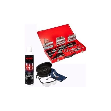 RUKO Gewindewerkzeugsatz HSS 245030 inkl. Spray & Schutzbrille - WZS245030