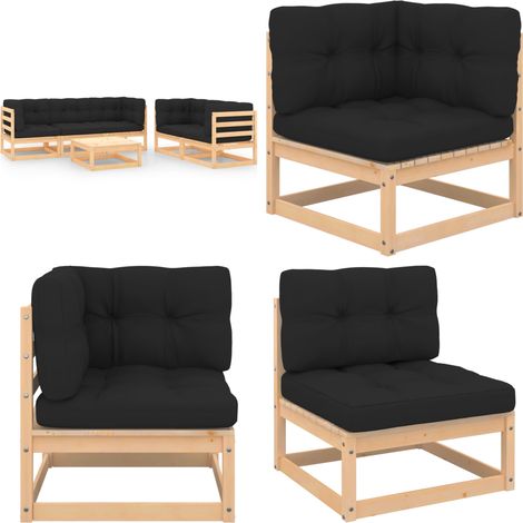 6-tlg. Garten-Lounge-Set mit Kissen Massivholz Kiefer - Gartenloungeset - Lounge Möbel - Outdoor Furniture - Rattan Gartenmöbel - Kiefernholzmöbel - Home & Living (1/5)