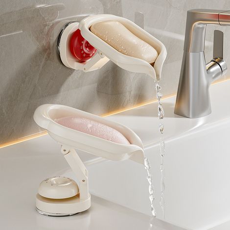 Portasapone girevoli con angoli regolabili, organizer da bagno con fori di drenaggio per un'asciugatura rapida, design salvaspazio, vassoio girevole moderno (1/4)