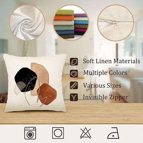Funda de cojín 50x50 - Funda de cojín de algodón y lino - Cojín decorativo para sofá estilo boho - Fundas de cojín decorativas para sala de estar