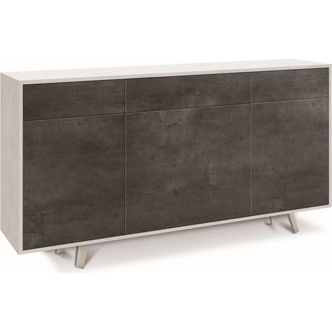 Mobile 3 Ante 3 Cassetti 164L x 41P x h92 – Finitura Bianco Opaco e Nero Opaco – Sarmog (1/3)