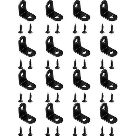 16 verstärkte 90°-Winkelverbinder mit 32 Schrauben – 2,00 x 2,00 x 0,20 cm – Schwarz (1/3)