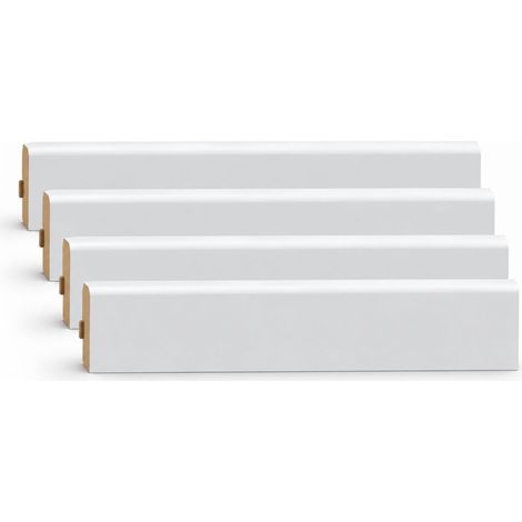 Forestea – Lot de 4 plinthes MDF blanc clipsables 2400 x 120 x 12 mm – Label PEFC 70 % – Pose facile et rapide – Finition soignée