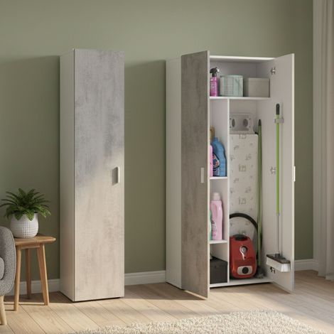Großer Allzweckschrank Valdaora, Modular, 6 Regale, 3 Türen, 121x182h cm Weiß (1/5)