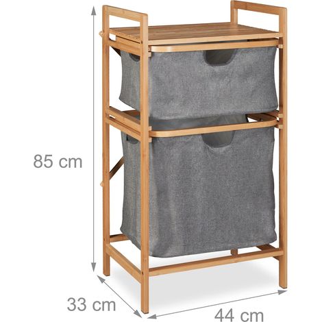 Mobile portabiancheria 2 in 1 contenitore discreto bagno 80 x 30 x 80 cm in bambù naturale 130015836