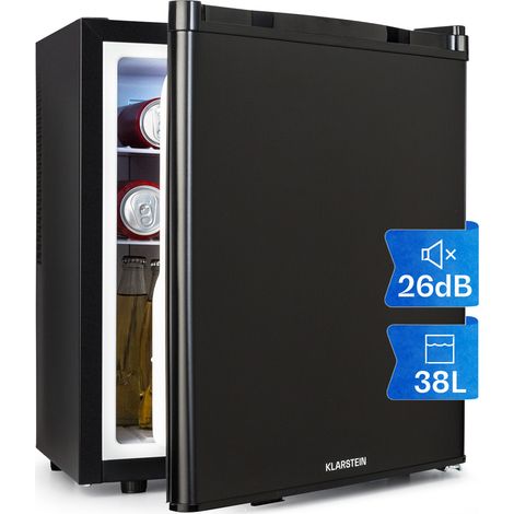 Klarstein Mini Kühlschrank für Zimmer, Mini-Kühlschrank für Getränke, Snacks & Kosmetik, Kleine Minibar, Kühlschrank Klein & Leise, Verstellbare Ablagen, Kleiner Skincar Kühlschrank 6-18°C, 38L (1/5)