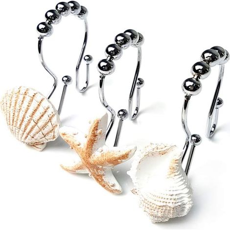 Filiyano-Crochets décoratifs pour rideau de douche avec coquillages et créatures marines (1/5)