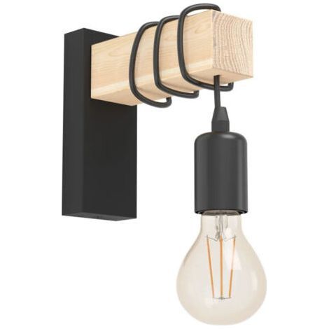 Natural wood led wall light, E27 Chandelier base, Scandinavian retro style (bulb not included) (1/5)