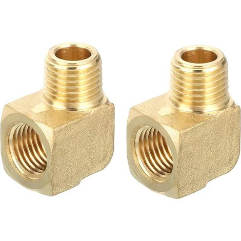 Brass Pipe Fitting 90 Degree Elbow 1/4" NPT 2Pcs (1/5)