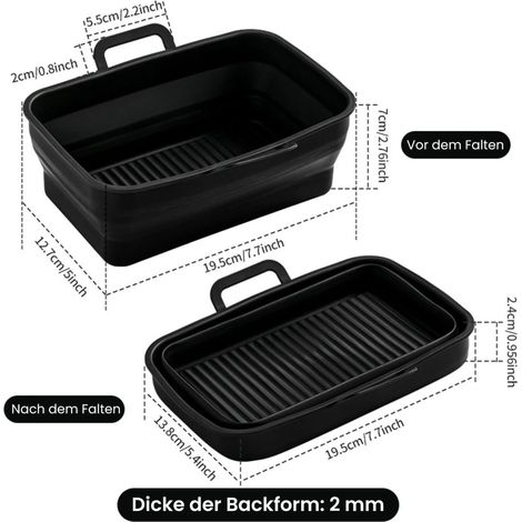 Plaque de cuisson 2 inserts pliables en silicone pour friteuses à air (1/4)