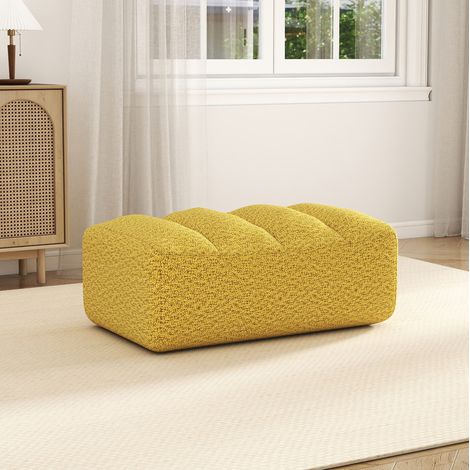 Canapé modulable avec ottoman en fleece jaune HAVRYA (1/5)