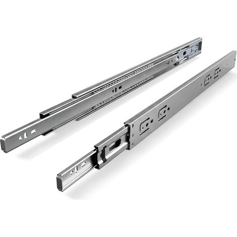 Randaco 10 Paar Schubladenschienen 550 mm Vollauszug, 3-teilig, Softclose mit Selbsteinzug, 45 kg Tragkraft, Schubladenauszug aus Stahl (1/5)