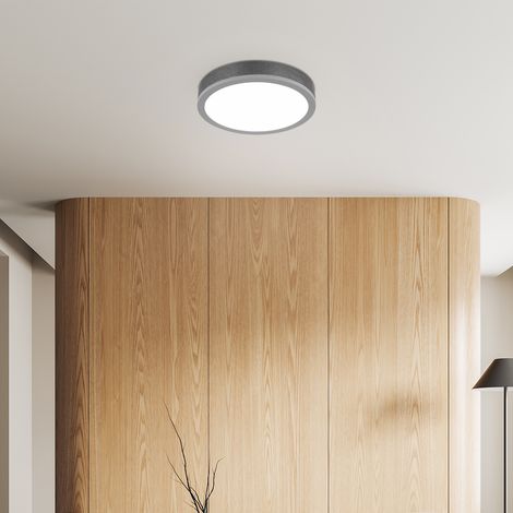 Deckenleuchte Deckenlampe Holz Esszimmerlampe rund grau Flurlampe LED D 30 cm
