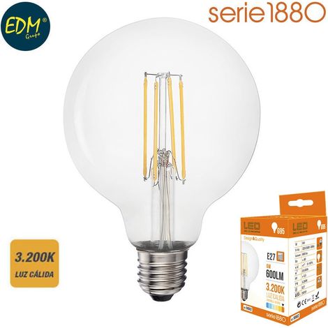 LED EDM Filament Globe Glühbirne E27 6W 800lm 3200K warmes Licht Ø9,5x14cm