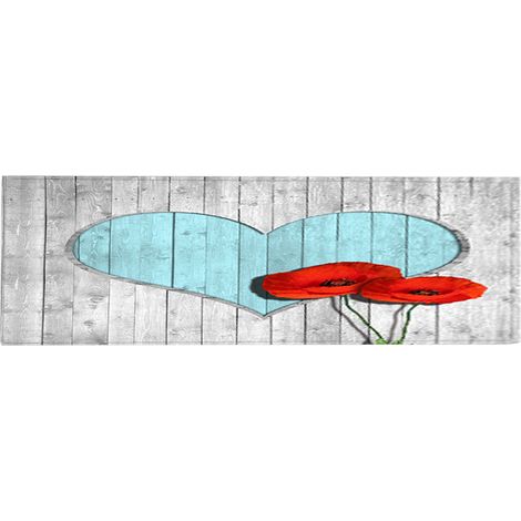 Tapis de bain antidérapant en forme de cœur, motif bois, absorbant 60x180cm