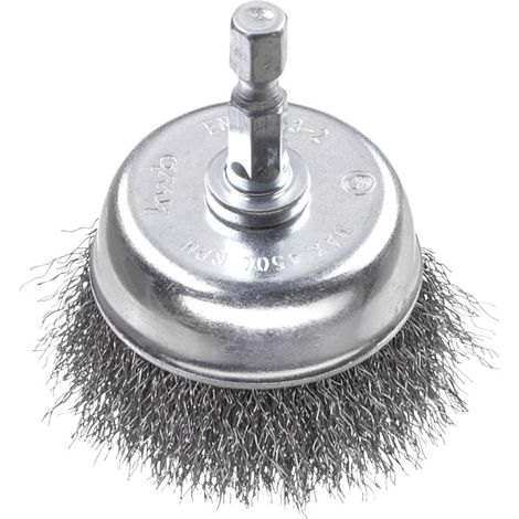 Brosse boisseau fine, ondulée, fil d'acier HSS, Ø 75 mm pour métal et pierre