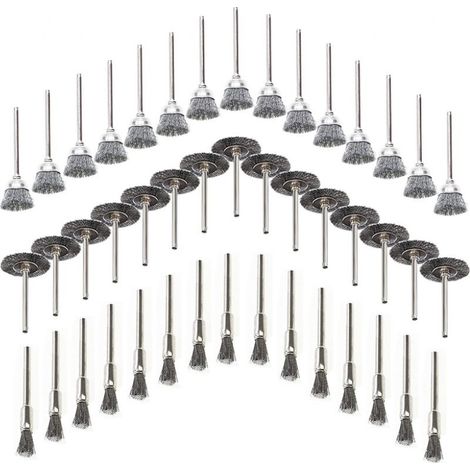 Ensemble de 45 brosses métalliques, perceuse à brosse à coupelle, brosse à brosse en acier inoxydable, pour le nettoyage de meulage de polissage de perceuse(Acier inoxydable) (1/5)