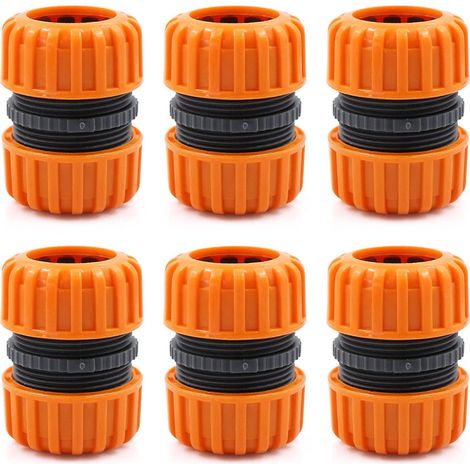 Gartenschlauch-Reparaturset - 6-teilig zum Anschluss von 19 mm (3/4"), zum einfachen und schnellen Anschließen oder Reparieren eines Schlauchs ohne Werkzeug, gelb