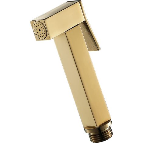 Pulvérisateur de Bidet à Main, Carré Douchette WC en Laiton Douchette à Main Bidet Montage Mural Pulvérisateur de Toilette Bidet pour Le Nettoyage de la Salle de Bain,Titanium Gold (1/5)