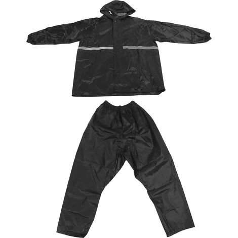 Ensemble imperméable et pantalon imperméable intégral en tissu Oxford monocouche pour les activités de plein air et les voyages, noir, taille XXL. (1/5)