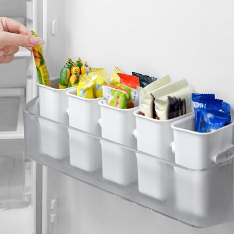 Boîte De Rangement Pour Réfrigérateur - Tiroir Coulissant Sous Étagère - 2 Pièces - Compatible Avec Épaisseur D'Étagère Jusqu'à 3 cm (1/5)