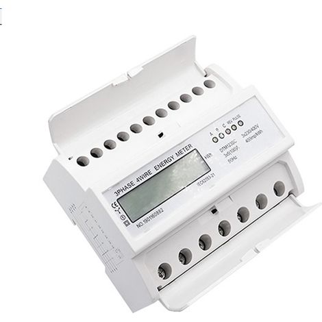 Compteur électrique triphasé numérique 50Hz, affichage LCD, boîtier ABS blanc, moniteur de consommation 230/400V (1/5)