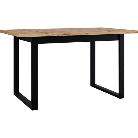 Mesa Victorville 379, Roble wotan + Negro, 79x80x140cm, Aglomerado laminado, Metal