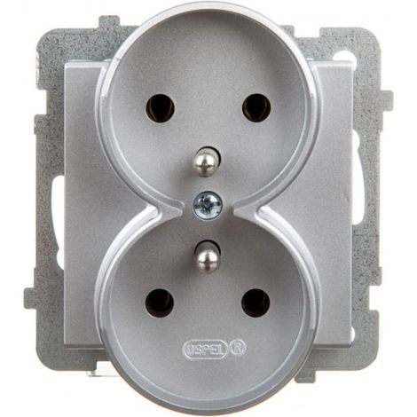 Sonata Doppelsteckdose mit/ohne, matt silber GP-2RRZ/m/38