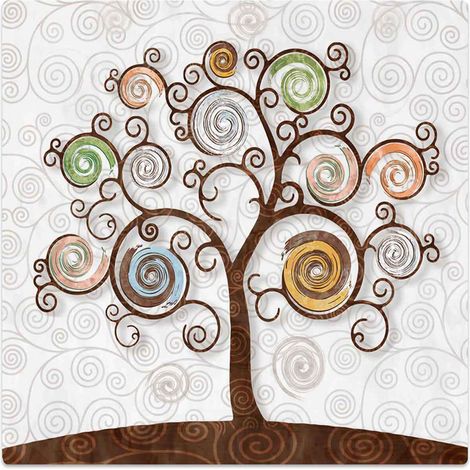 Lupia - Sottotutto decorato Albero della Vita in Legno QUADRATO Sotto bicchiere, piatto, pentola TREE WHITE 32x32 cm