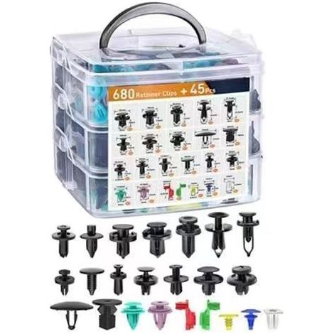 Kit 680 clips fixation plastique - Carrosserie garnitures auto (1/4)