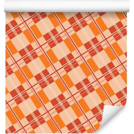 Papel pintado a cuadros rojos, melocotón y rojo, 50x1000 cm (1/5)