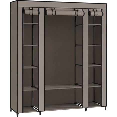 Armoire en Tissu, Armoire Portable pour Chambre à Coucher, Porte-Manteau avec Housse en Tissu, Porte-vêtements, 45 x 150 x 175 cm, 12 Compartiments, Structure en métal, Taupe LSF003R02 (1/5)